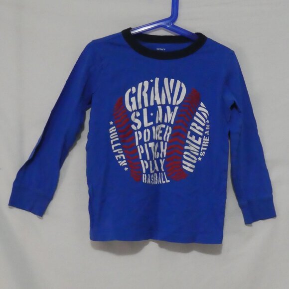 CARTER'S | size 5 | Blue Long Sleeve Graphic Tee / T-Shirt | Baseball Theme - Picture 2 of 15